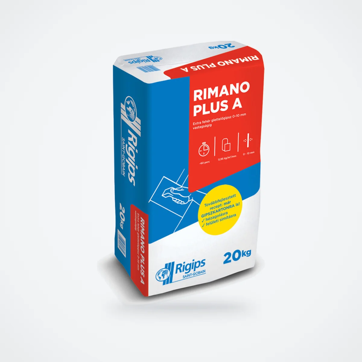Rigips Rimano Plus A glettelőgipsz 0–10 mm, 20 kg – HelloMester Kecskemét
