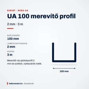 UA 100 merevítő profil 2 mm × 3 m – méretek és felhasználás