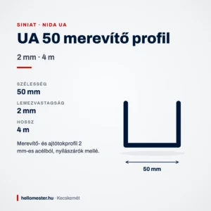 UA 50 merevítő profil 2 mm × 4 m – méretek és felhasználás