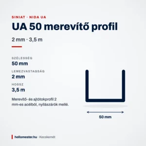 UA 50 merevítő profil 2 mm × 3,5 m – méretek és felhasználás