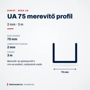 UA 75 merevítő profil 2 mm × 3 m – méretek és felhasználás