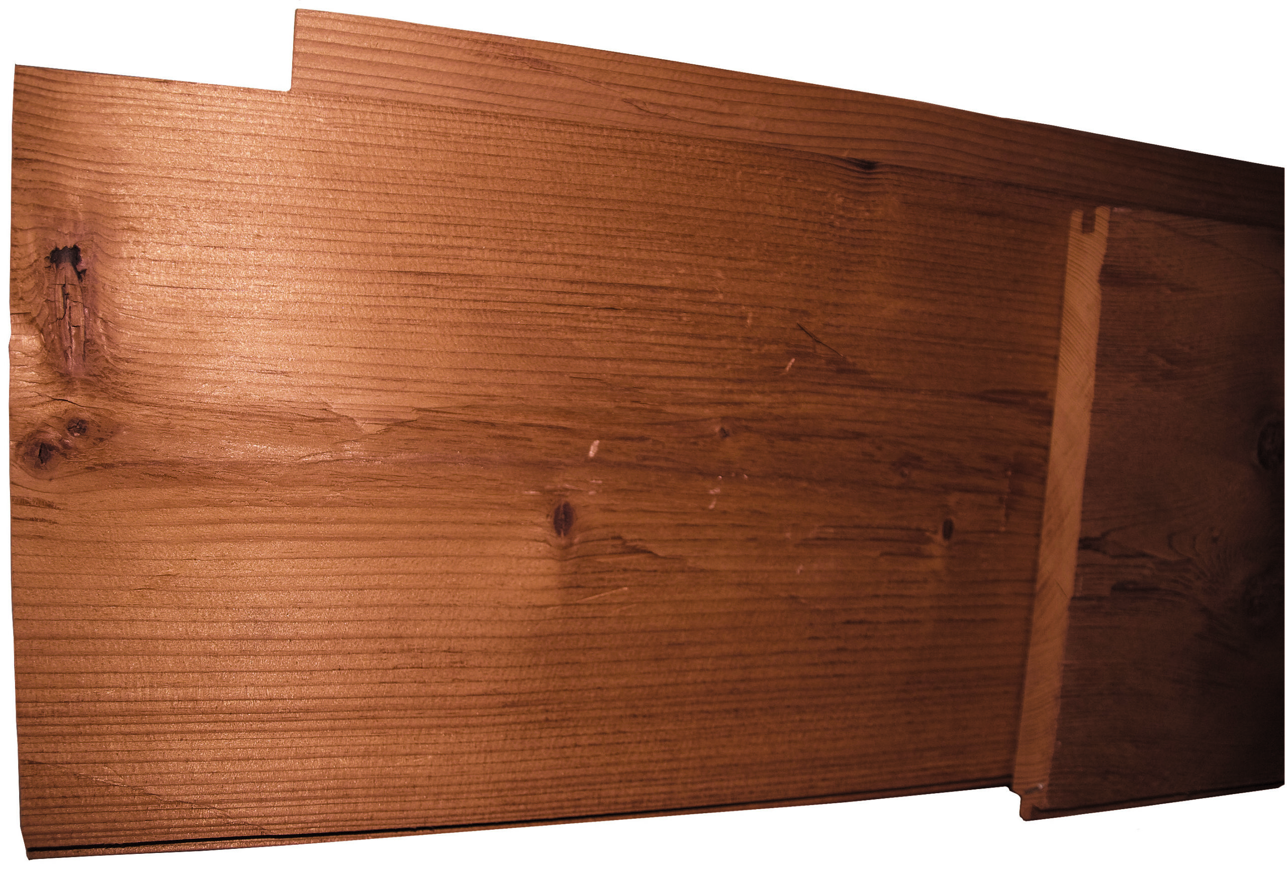 Thermowood kefélt, baltával vágott faházprofil – rusztikus hőkezelt fa burkolat