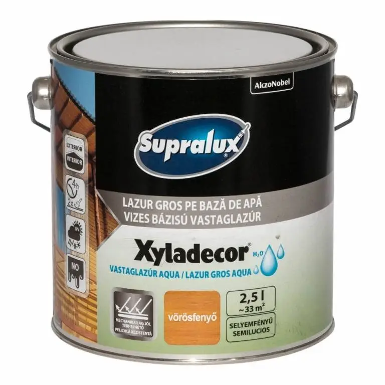 Supralux Xyladecor vizes bázisú vastaglazúr vörösfenyő 2,5 L