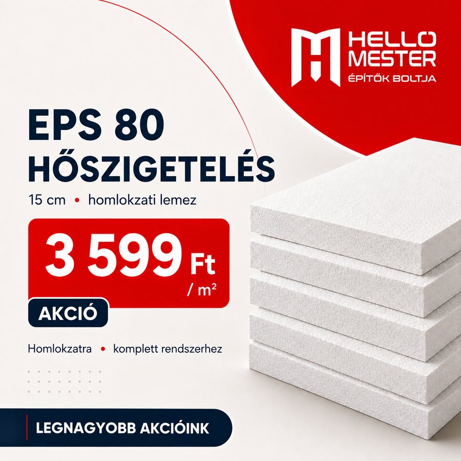 EPS 80 homlokzati hőszigetelő lemez 15 cm akciós áron – HelloMester Kecskemét