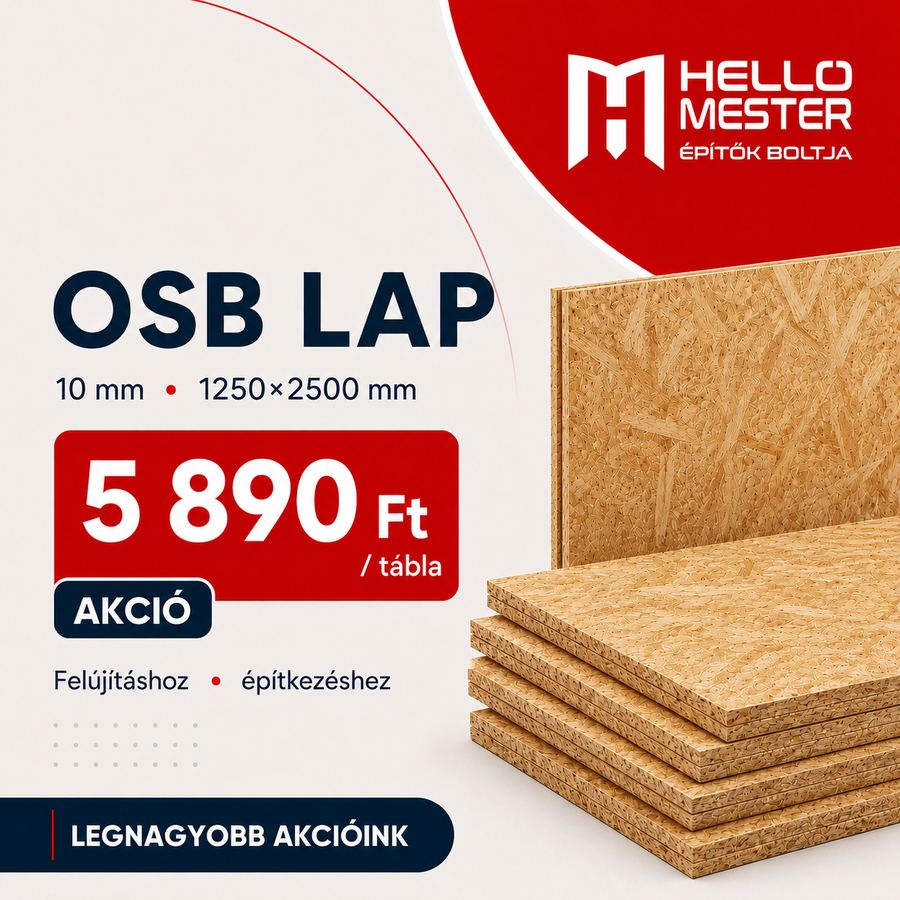 OSB lap 10 mm, 1250×2500 mm akciós áron – HelloMester Kecskemét