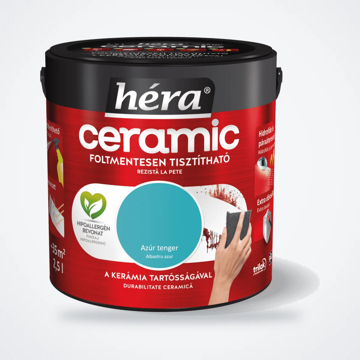 Héra Ceramic mosható beltéri falfesték – Azúr tenger, 2,5 L – HelloMester Kecskemét