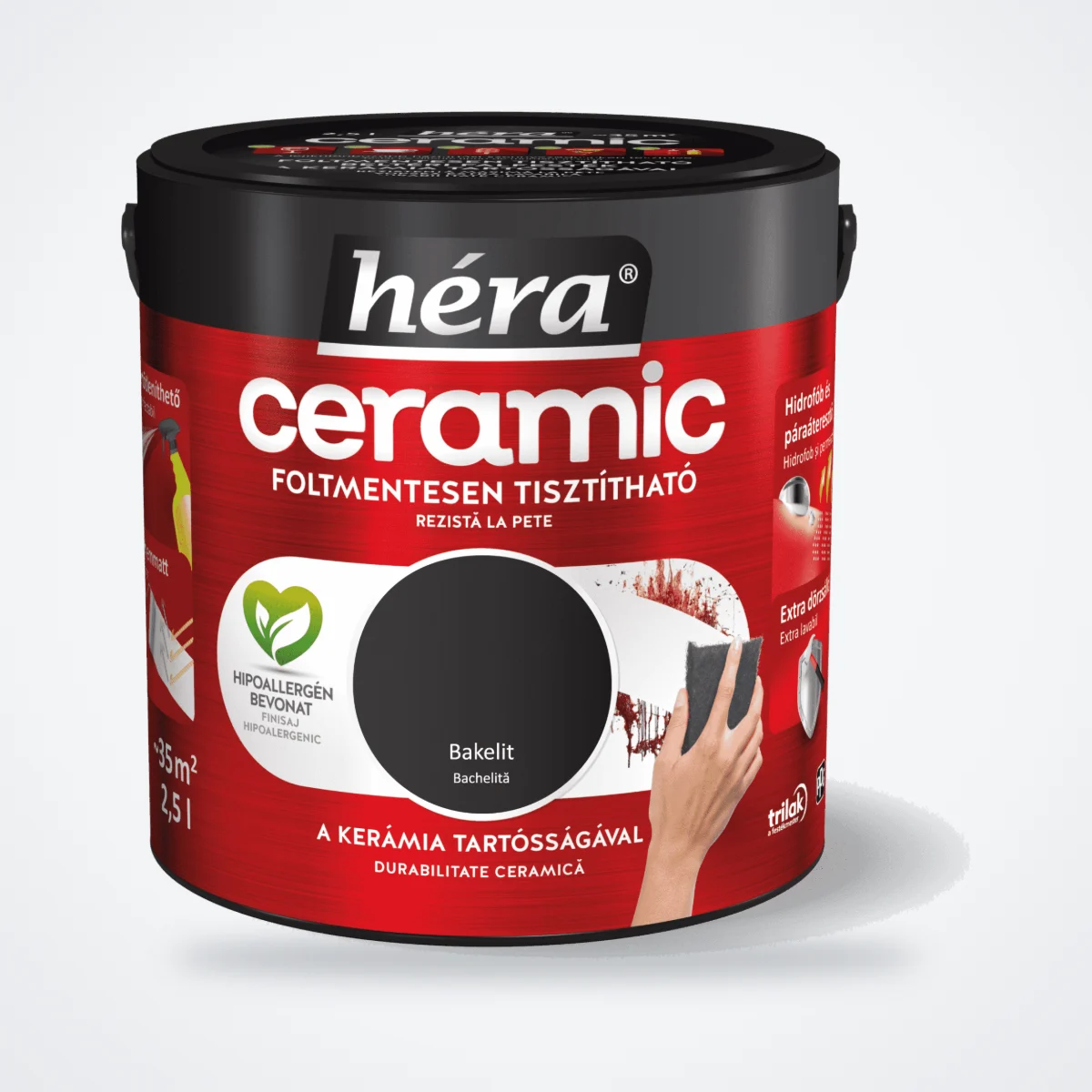 Héra Ceramic mosható beltéri falfesték – Bakelit, 2,5 L – HelloMester Kecskemét