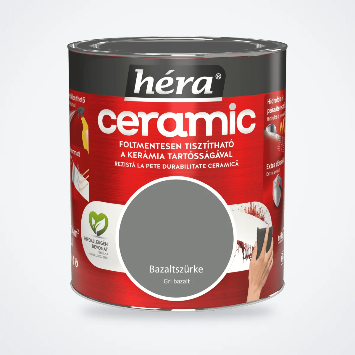 Héra Ceramic mosható beltéri falfesték – Bazaltszürke, 1 L – HelloMester Kecskemét