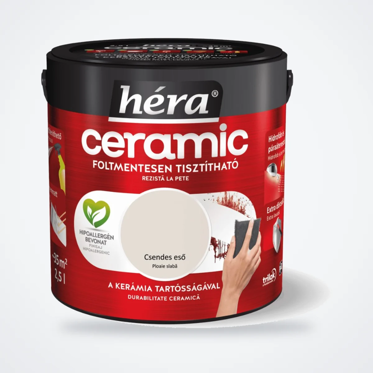Héra Ceramic mosható beltéri falfesték – Csendes eső, 2,5 L – HelloMester Kecskemét
