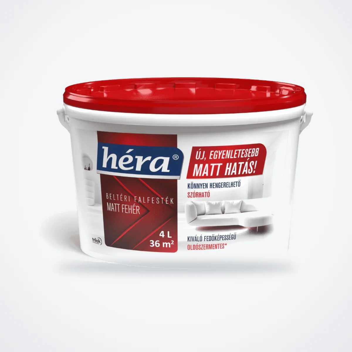 Héra Piros Tetős matt fehér beltéri falfesték – 4 L – HelloMester Kecskemét