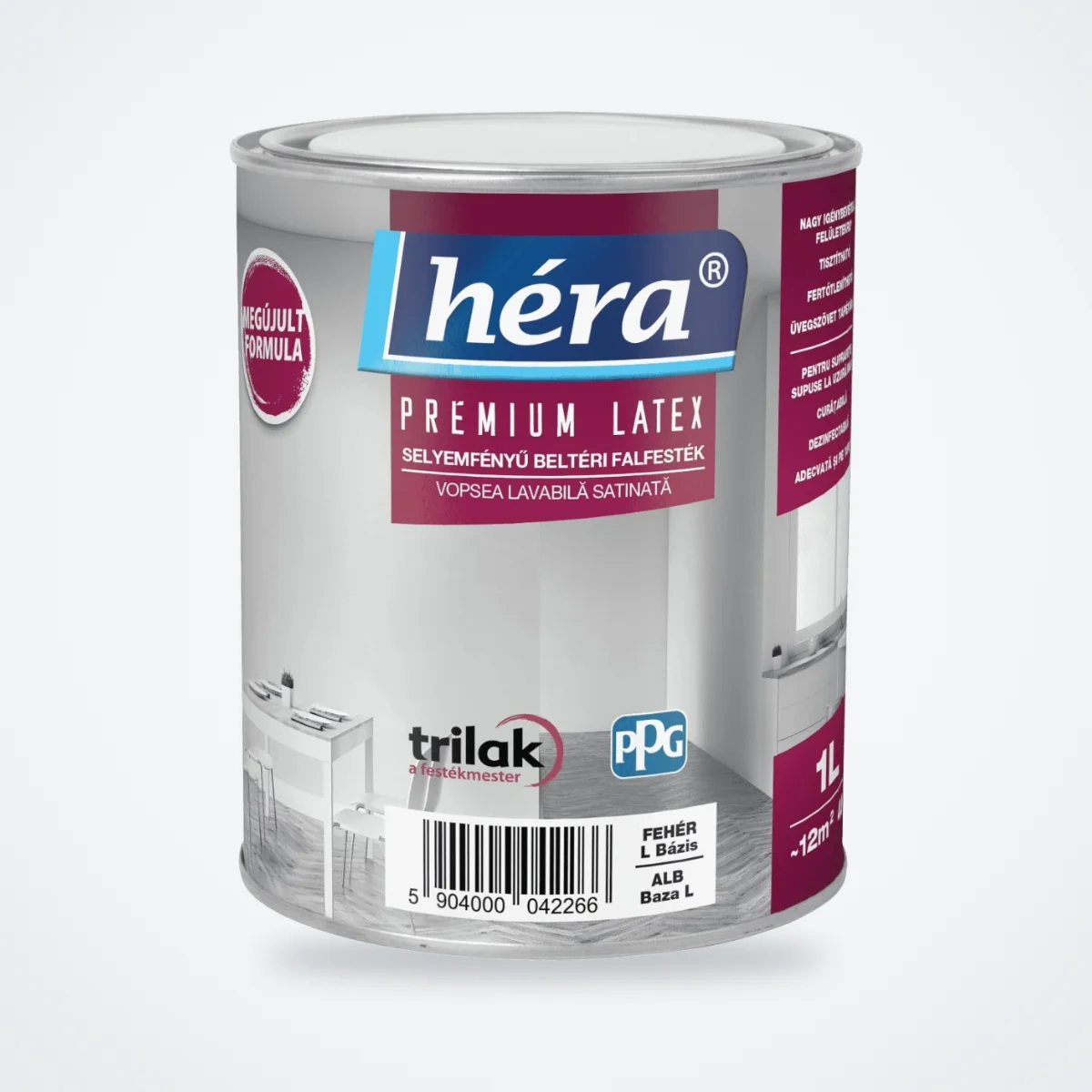 Héra Prémium Latex selyemfényű beltéri falfesték fehér – 1 L – HelloMester Kecskemét