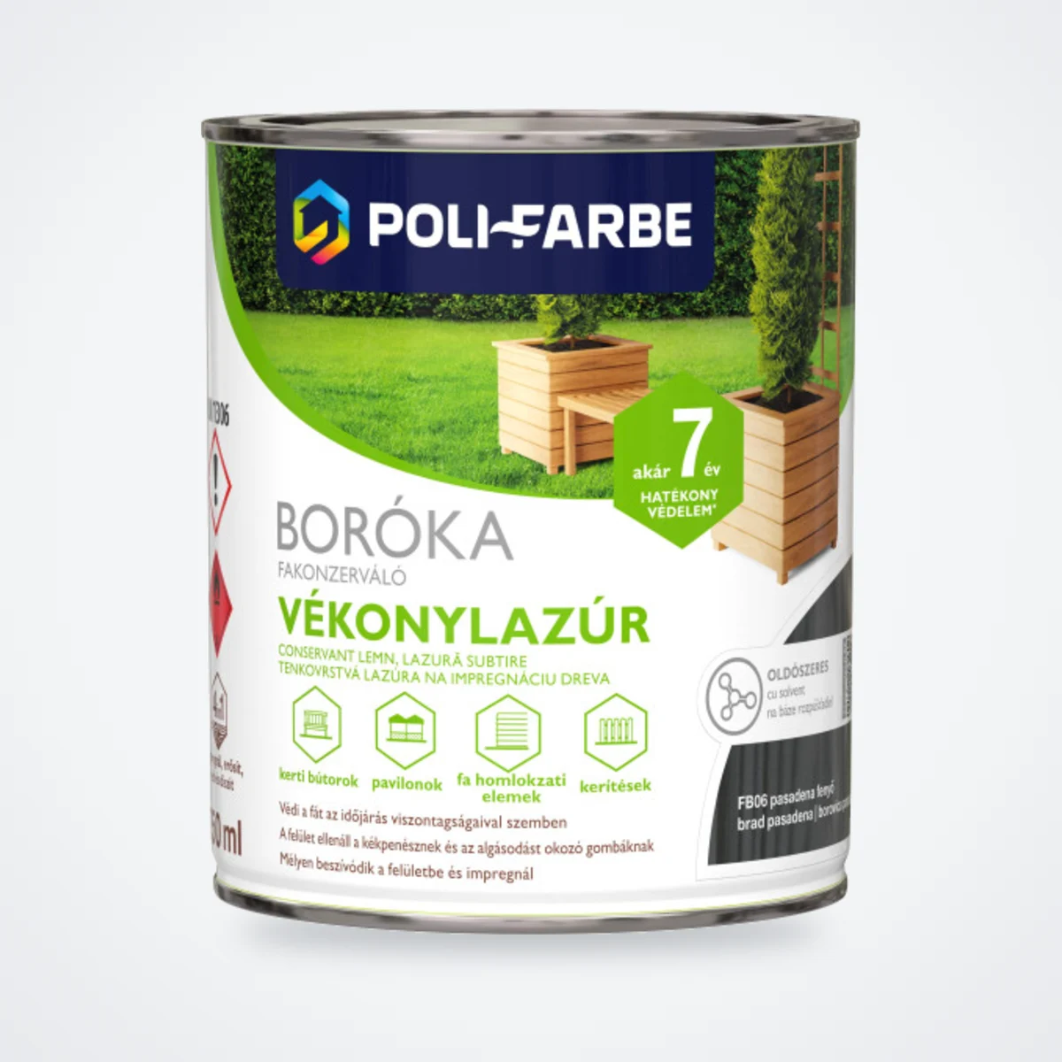 Poli-Farbe Boróka fakonzerváló vékonylazúr FB06 pasadena fenyő 0,75 L – HelloMester Kecskemét
