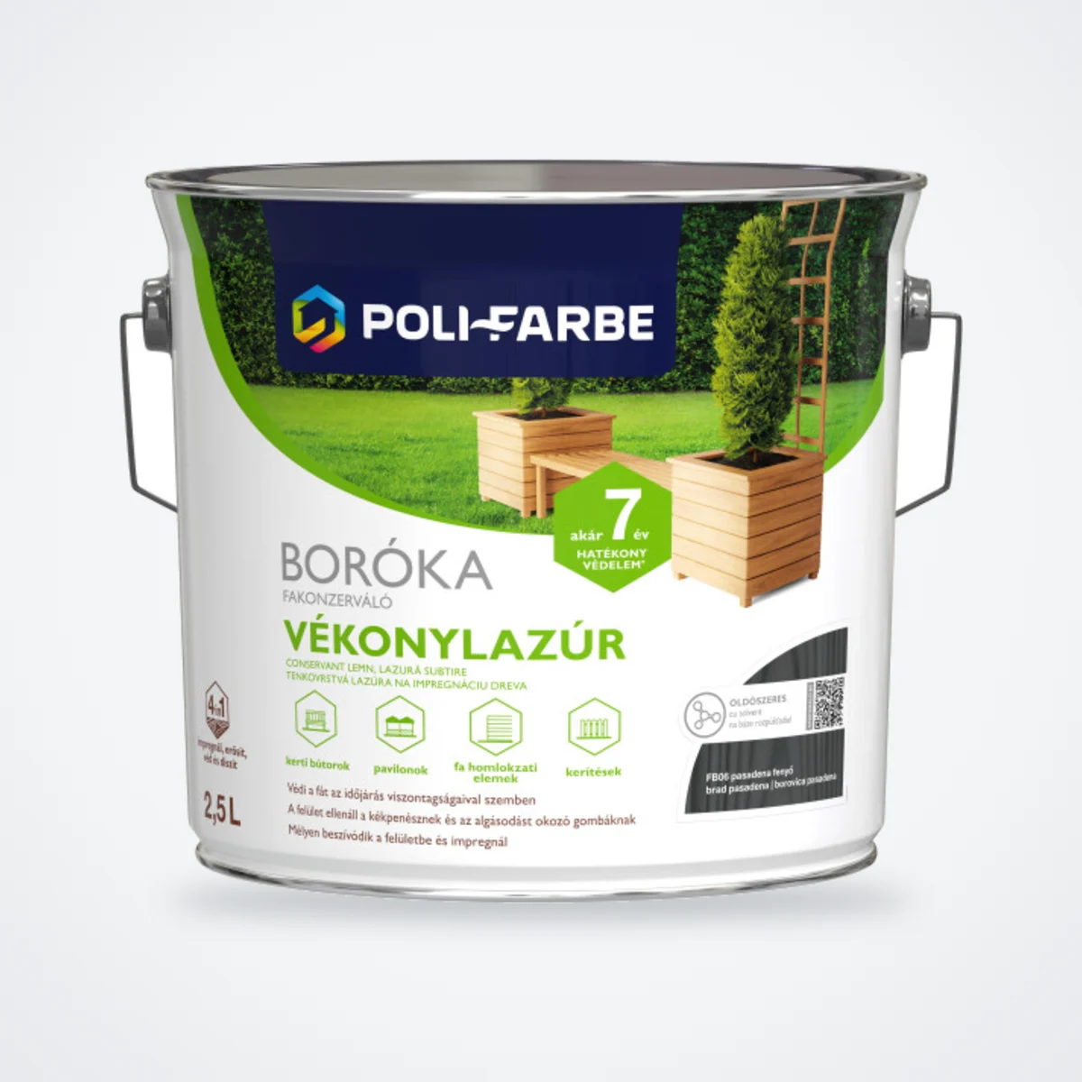 Poli-Farbe Boróka fakonzerváló vékonylazúr FB06 pasadena fenyő 2,5 L – HelloMester Kecskemét