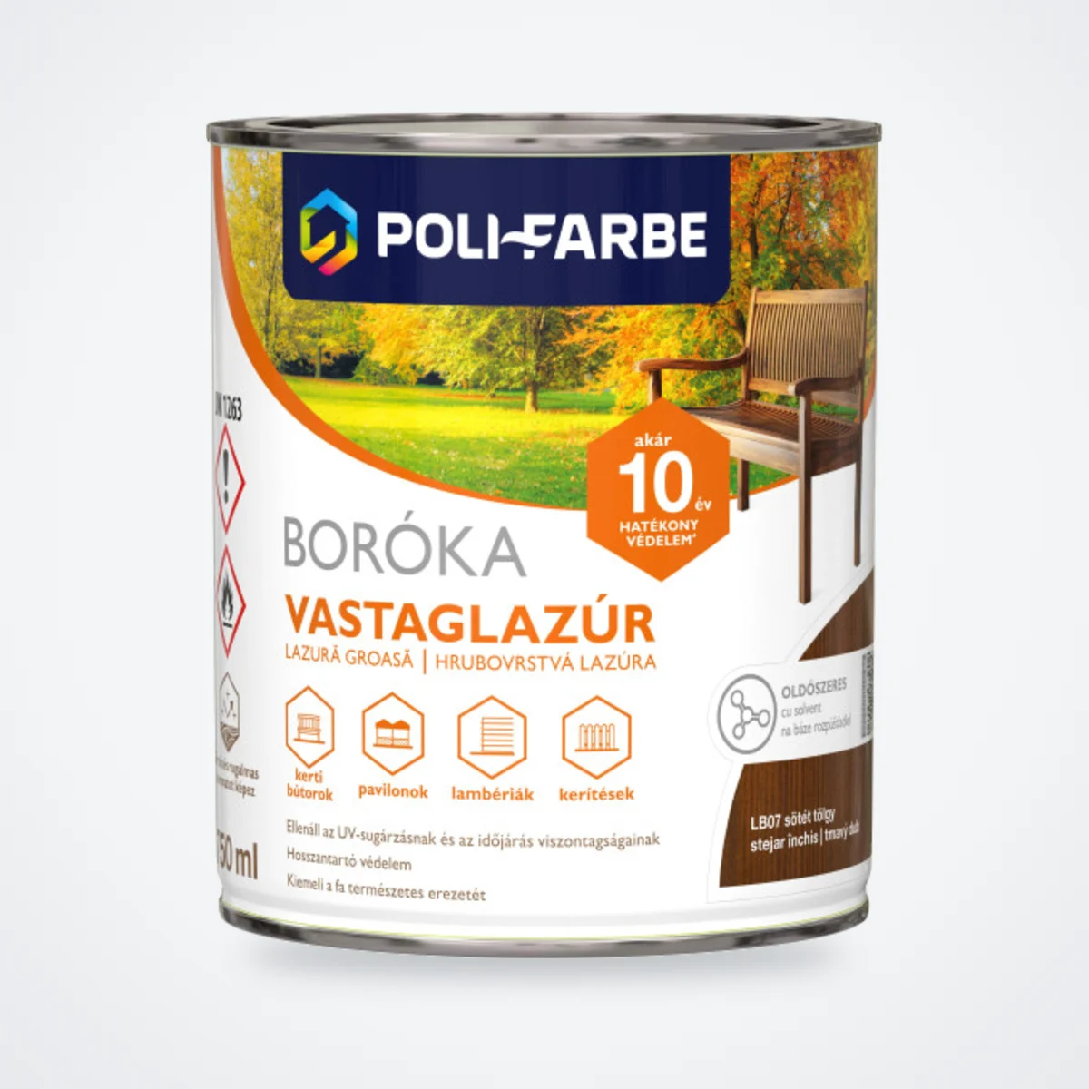 Poli-Farbe Boróka vastaglazúr LB07 sötét tölgy 0,75 L – HelloMester Kecskemét