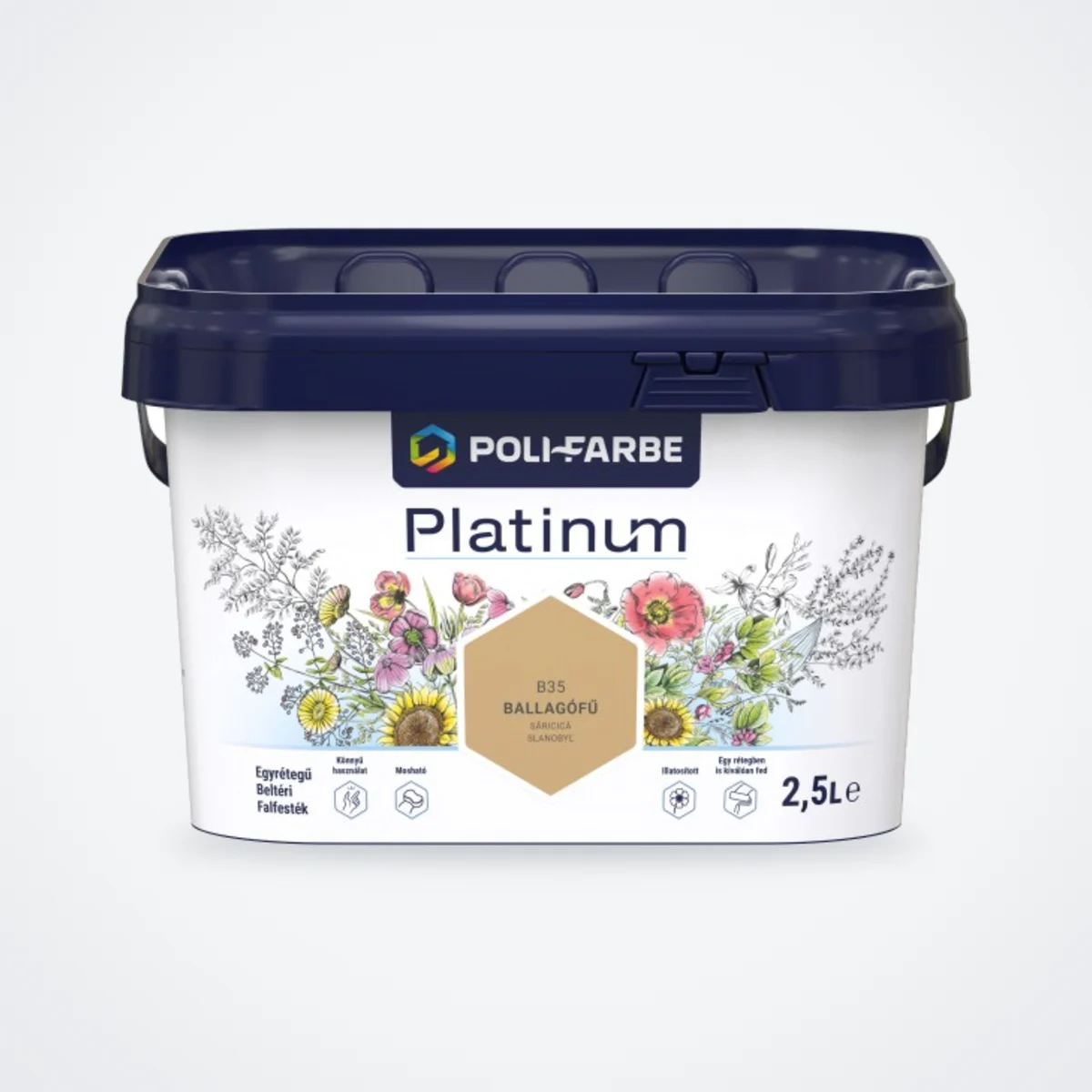 Poli-Farbe Platinum beltéri falfesték Ballagófű B35 2,5 L – HelloMester Kecskemét