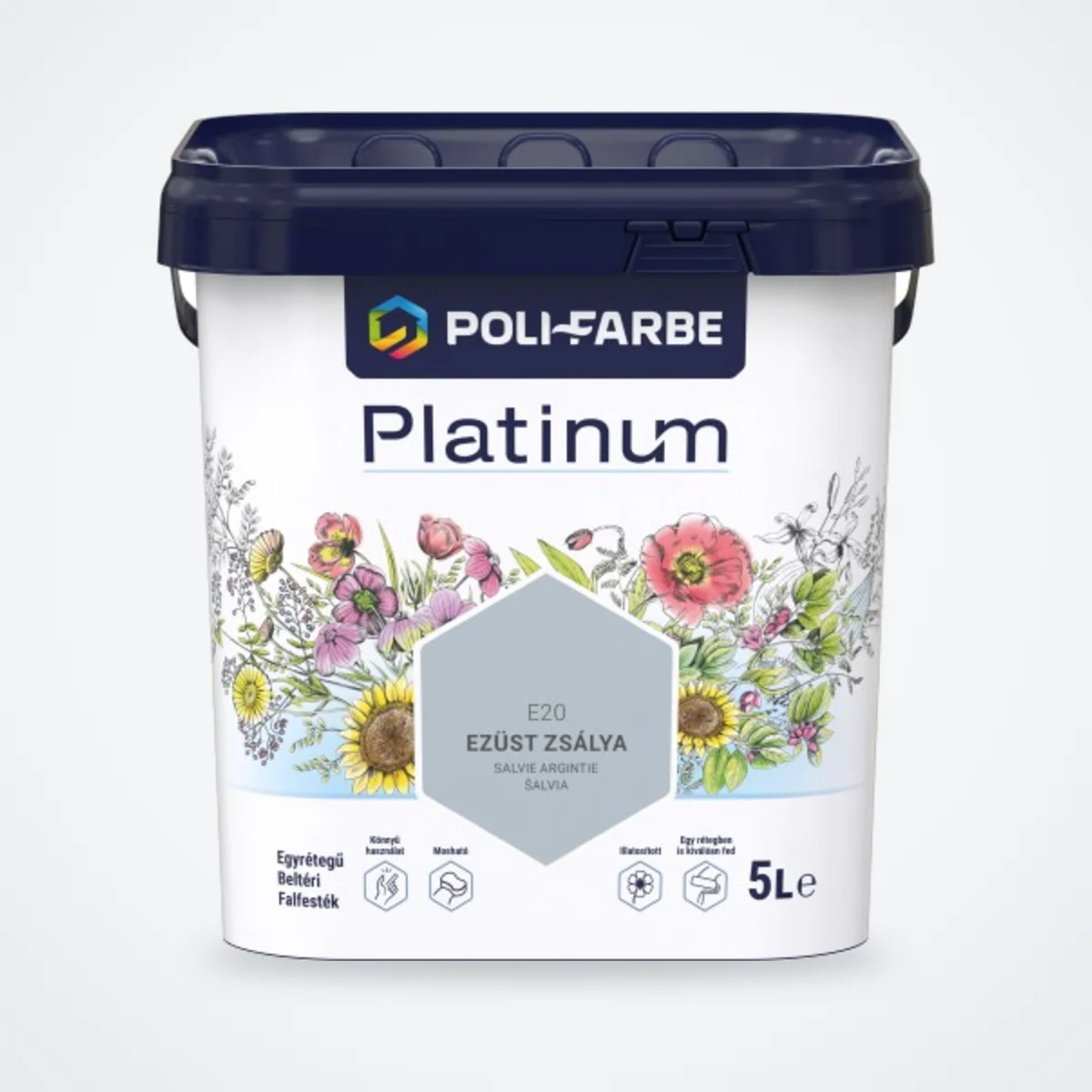 Poli-Farbe Platinum beltéri falfesték Ezüst zsálya E20 5 L – HelloMester Kecskemét