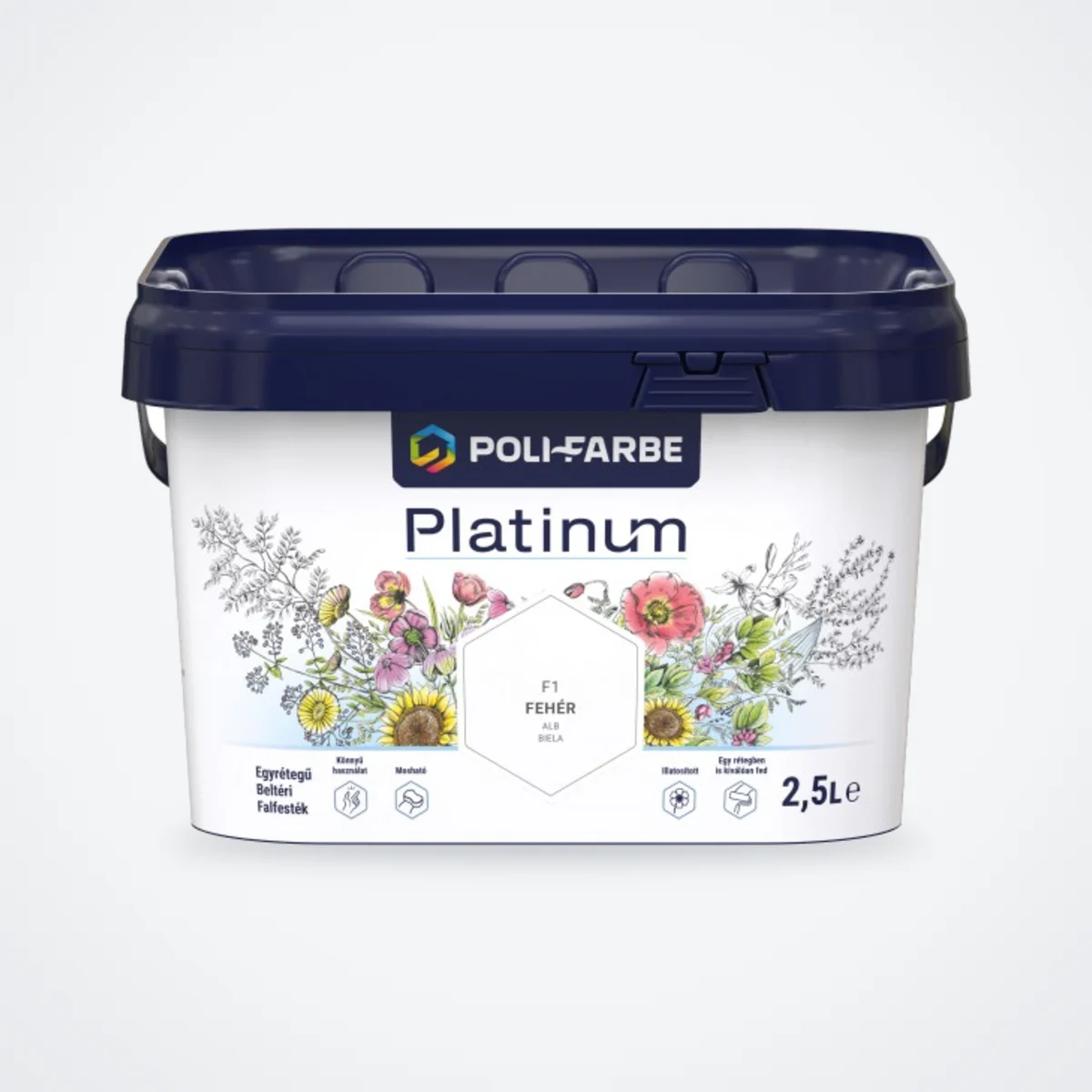 Poli-Farbe Platinum beltéri falfesték Fehér F1 2,5 L – HelloMester Kecskemét