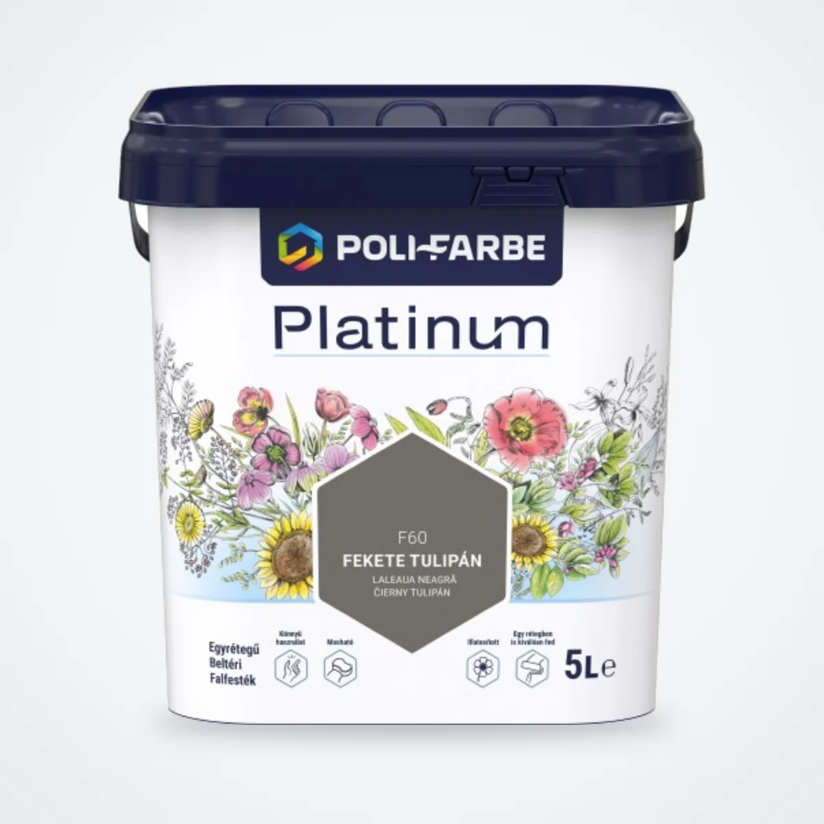 Poli-Farbe Platinum beltéri falfesték Fekete tulipán F60 5 L – HelloMester Kecskemét