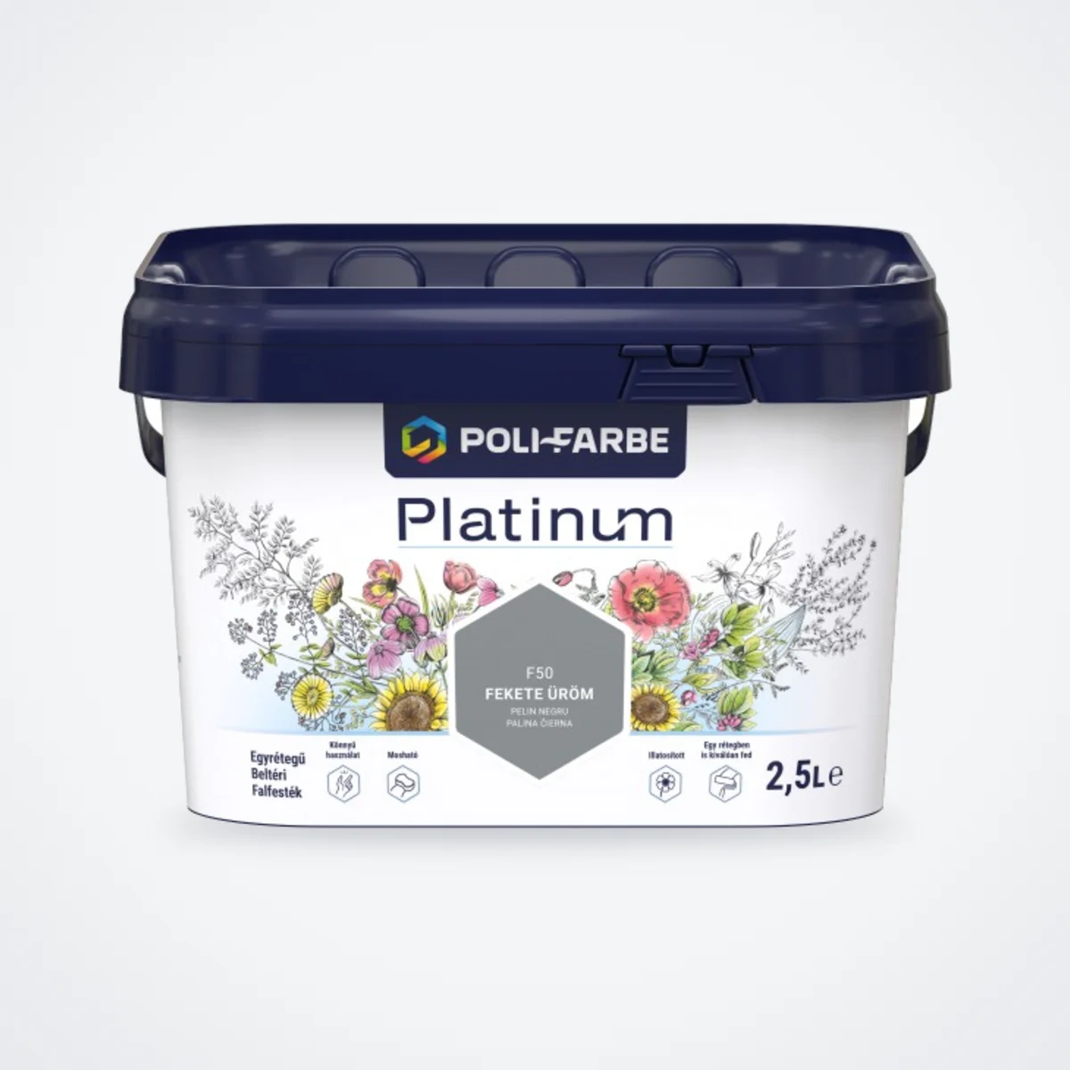Poli-Farbe Platinum beltéri falfesték Fekete üröm F50 2,5 L – HelloMester Kecskemét