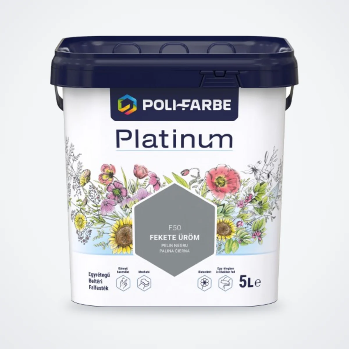 Poli-Farbe Platinum beltéri falfesték Fekete üröm F50 5 L – HelloMester Kecskemét