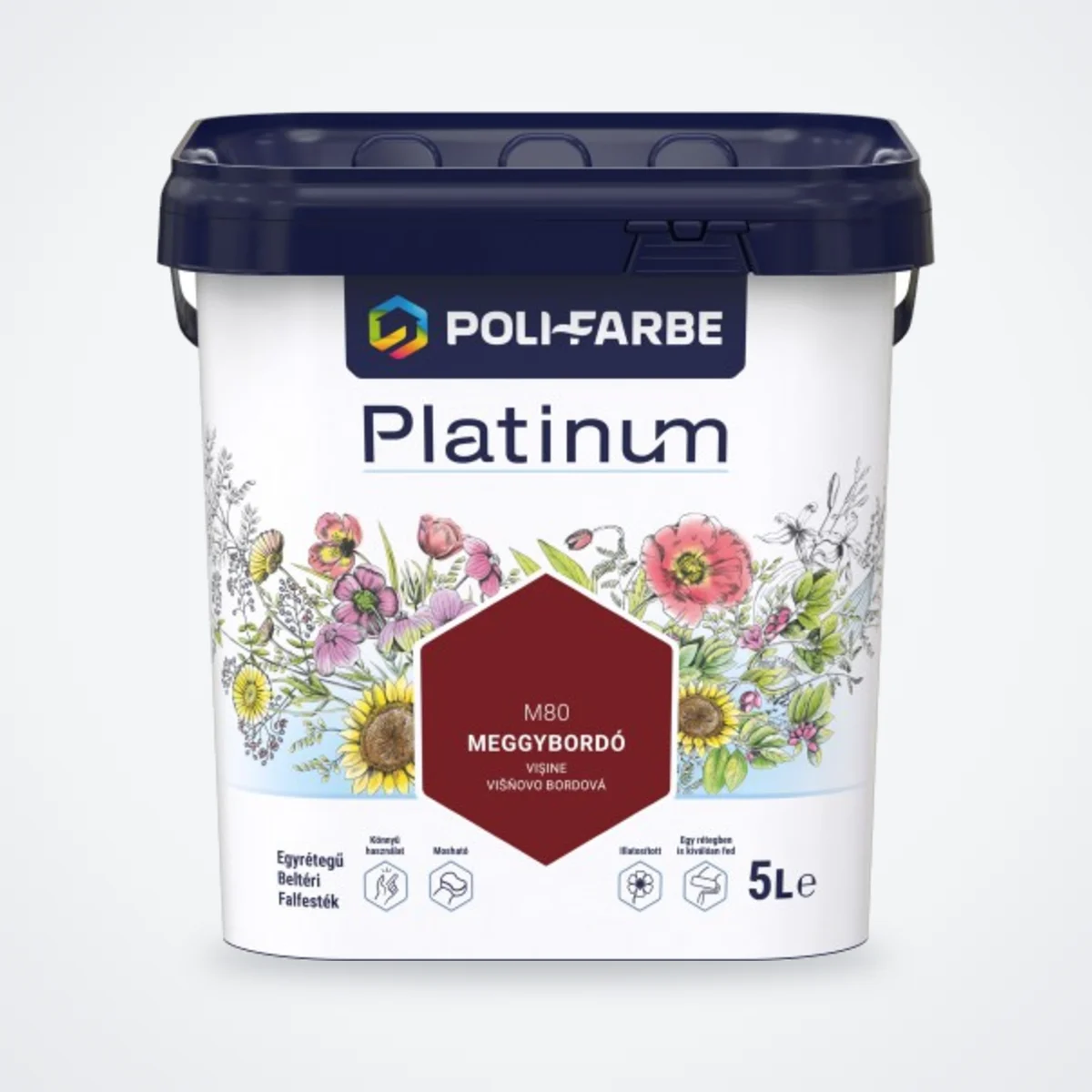 Poli-Farbe Platinum beltéri falfesték Meggybordó M80 5 L – HelloMester Kecskemét