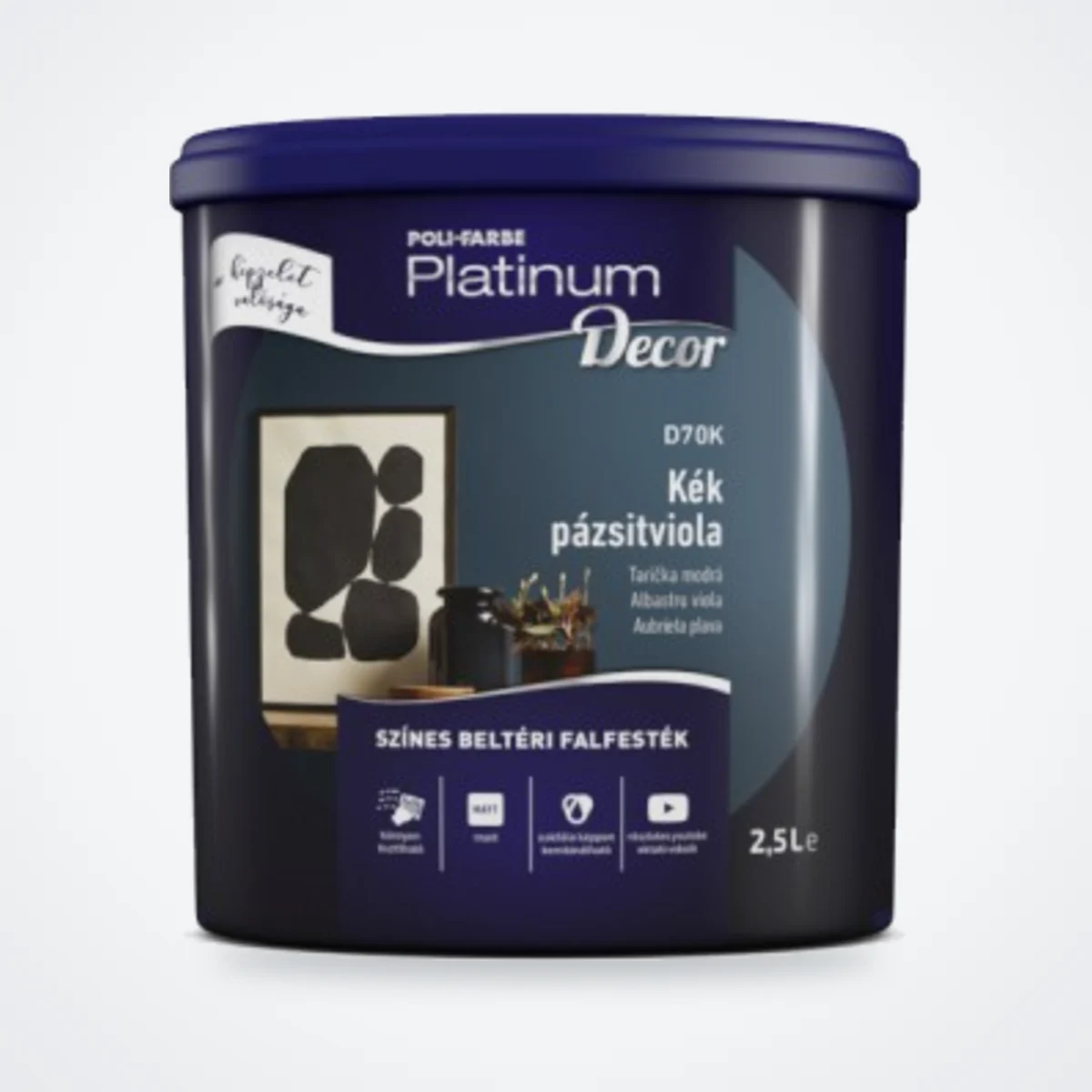 Poli-Farbe Platinum Decor színes beltéri falfesték Kék pázsitviola D70K 2,5 L – HelloMester Kecskemét