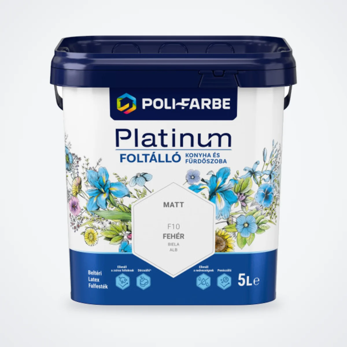 Poli-Farbe Platinum Foltálló konyha és fürdőszoba falfesték F10 5 L – HelloMester Kecskemét