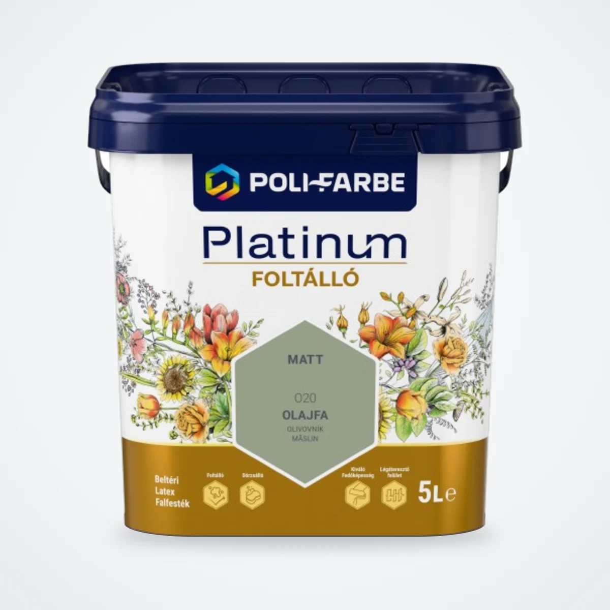 Poli-Farbe Platinum Foltálló latex falfesték Olajfa O20 5 L – HelloMester Kecskemét