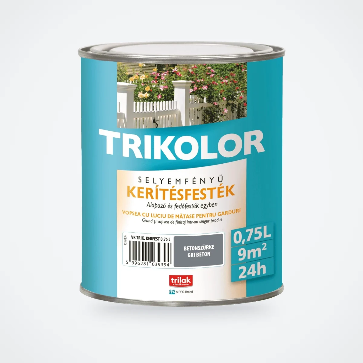 Trikolor selyemfényű kerítésfesték – betonszürke, 0,75 L – HelloMester Kecskemét