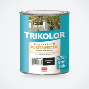 Trikolor selyemfényű kerítésfesték – koromfekete, 0,75 L – HelloMester Kecskemét