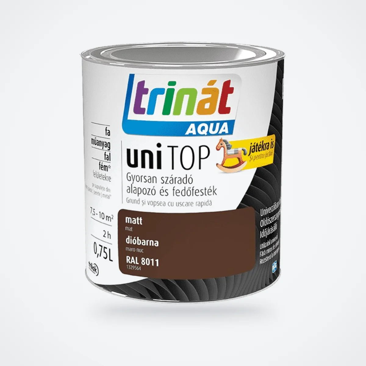 Trinát Aqua uniTOP matt alapozó és fedőfesték – RAL 8011 dióbarna, 0,75 L – HelloMester Kecskemét