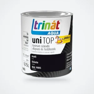 Trinát Aqua uniTOP matt alapozó és fedőfesték – RAL 9005 fekete, 0,75 L – HelloMester Kecskemét