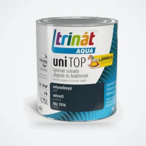 Trinát Aqua uniTOP selyemfényű alapozó és fedőfesték – RAL 7016 antracit, 0,75 L – HelloMester Kecskemét