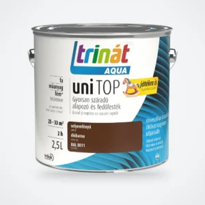 Trinát Aqua uniTOP selyemfényű alapozó és fedőfesték – RAL 8011 dióbarna, 2,5 L – HelloMester Kecskemét