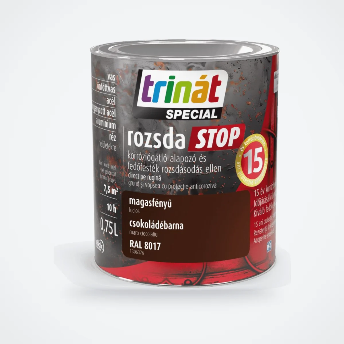 Trinát Special rozsdaSTOP magasfényű fémfesték rozsdára – RAL 8017 csokoládébarna, 0,75 L – HelloMester Kecskemét