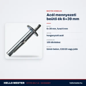 Acél mennyezeti beütő ék 6×39 mm – műszaki adatok – HelloMester Kecskemét