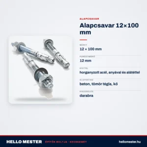 Alapcsavar 12×100 mm – műszaki adatok – HelloMester Kecskemét