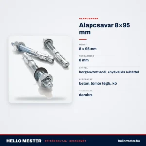 Alapcsavar 8×95 mm – műszaki adatok – HelloMester Kecskemét