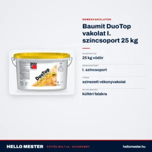 Baumit DuoTop vakolat I. színcsoport 25 kg – műszaki adatok – HelloMester Kecskemét