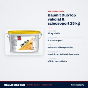 Baumit DuoTop vakolat II. színcsoport 25 kg – műszaki adatok – HelloMester Kecskemét