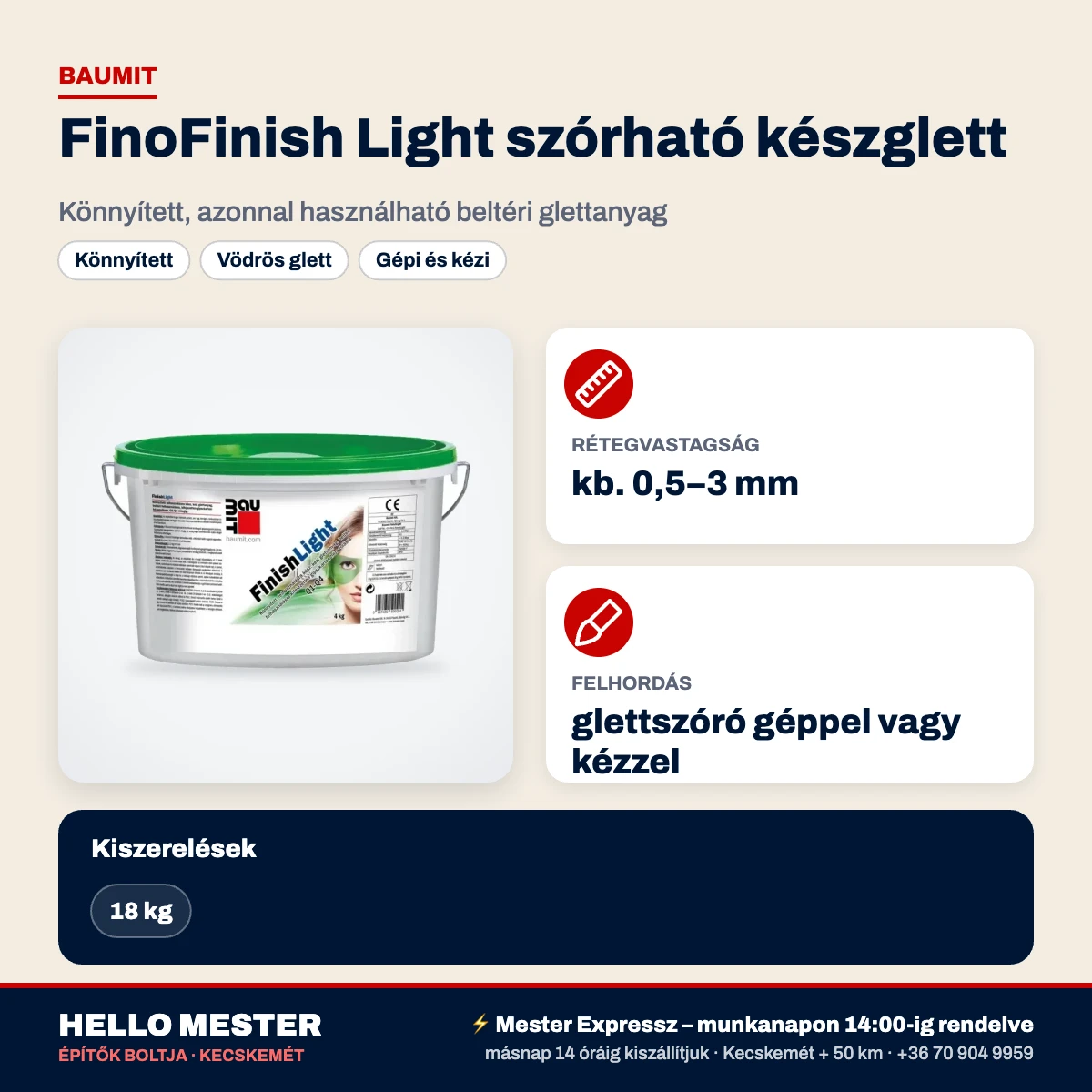 Baumit FinoFinish Light szórható készglett 18 kg - 3. kép