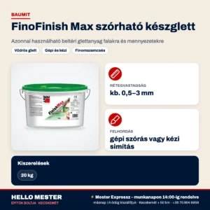 Baumit FinoFinish Max szórható készglett – rétegvastagság, felhordás és kiszerelés | HelloMester Kecskemét