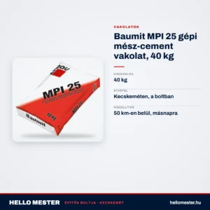 Baumit MPI 25 gépi mész-cement vakolat, 40 kg – műszaki adatok – HelloMester Kecskemét