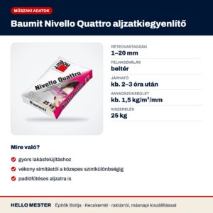 Baumit Nivello Quattro aljzatkiegyenlítő – műszaki adatok és felhasználás