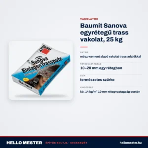 Baumit Sanova egyrétegű trass vakolat, 25 kg – műszaki adatok – HelloMester Kecskemét