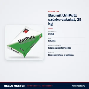 Baumit UniPutz szürke vakolat, 25 kg – műszaki adatok – HelloMester Kecskemét