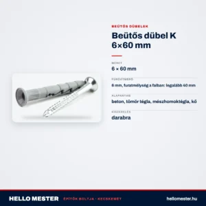 Beütős dübel K 6×60 mm – műszaki adatok – HelloMester Kecskemét