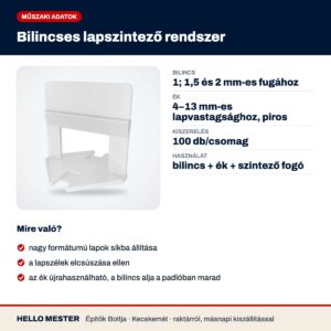 Bilincses lapszintező rendszer – műszaki adatok és felhasználás