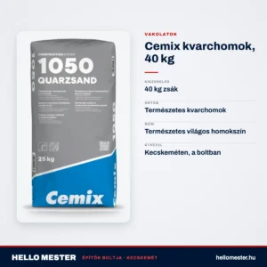 Cemix kvarchomok, 40 kg – műszaki adatok – HelloMester Kecskemét