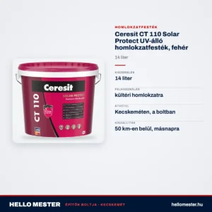Ceresit CT 110 Solar Protect UV-álló homlokzatfesték, fehér bázis, 14 l – műszaki adatok – HelloMester Kecskemét